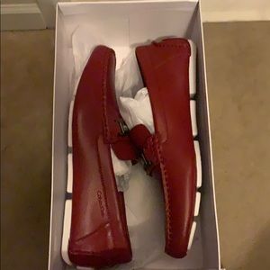 Calvin Klein red leather loafers